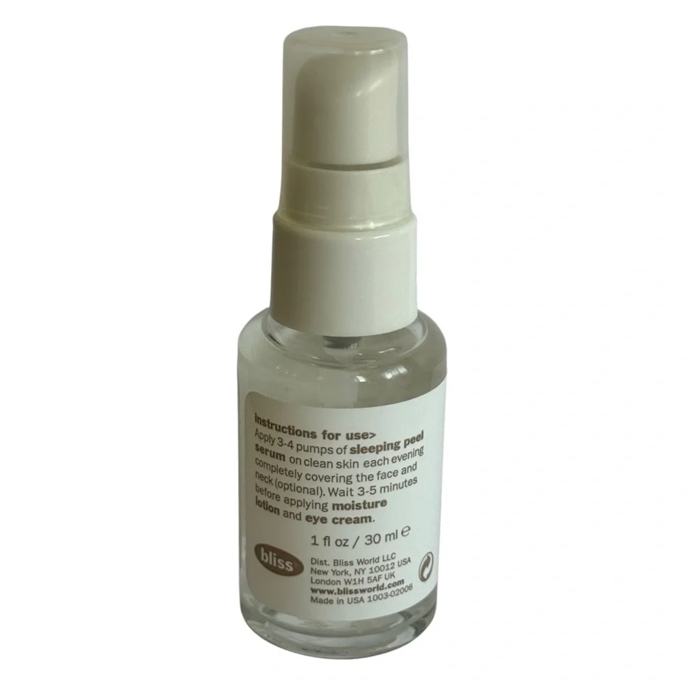 Bliss Sleeping Peel Serum Exfoliating Gel 1 fl oz New